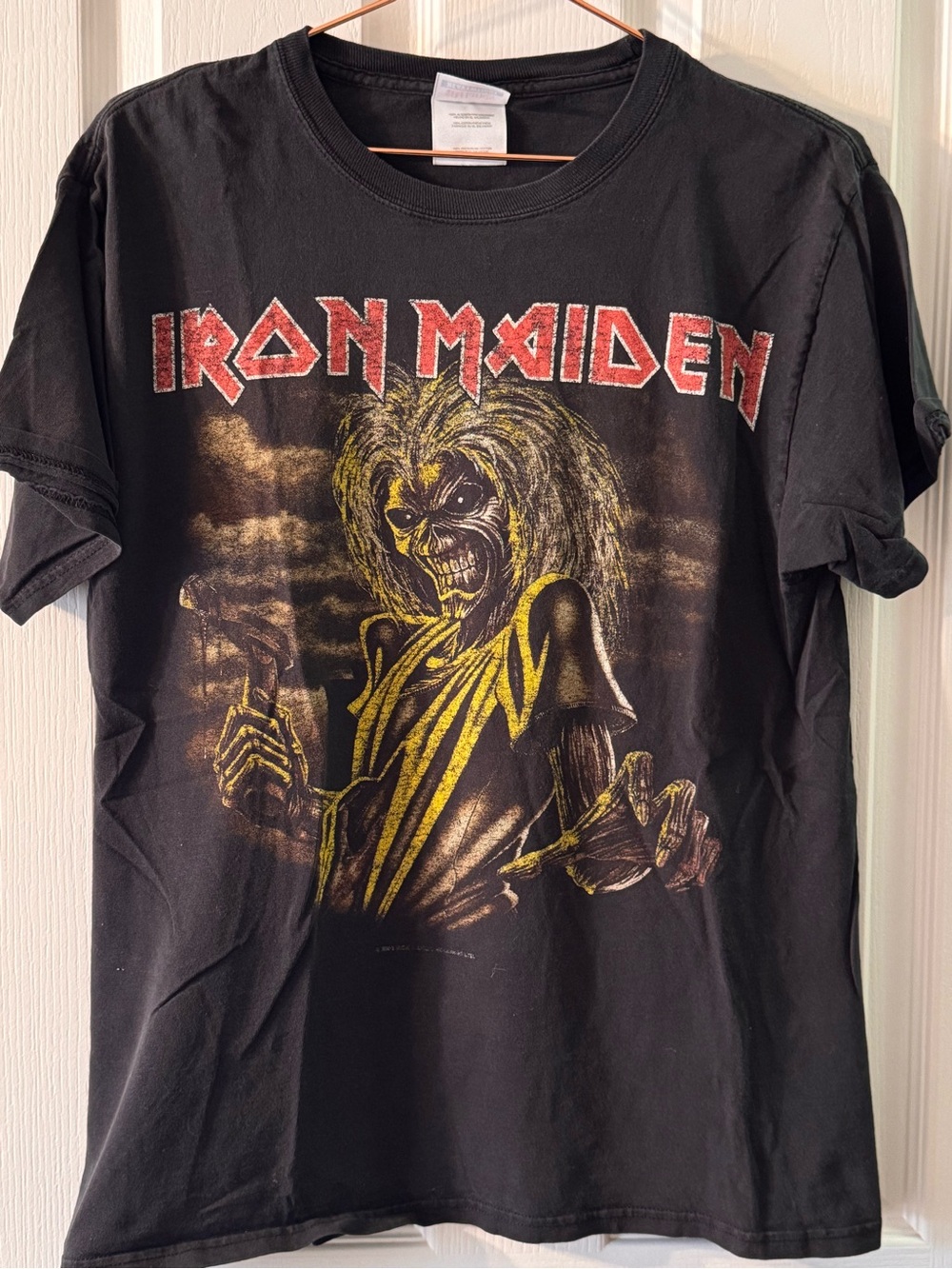 Iron Maiden Black Short-Sleeve Graphic Tee with Red Logo